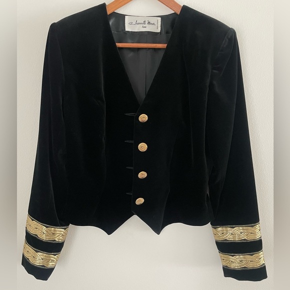 Vintage French Velvet and Gold Women’s Blazer size 40 by Jeannette Miner Paris - Picture 10 of 16